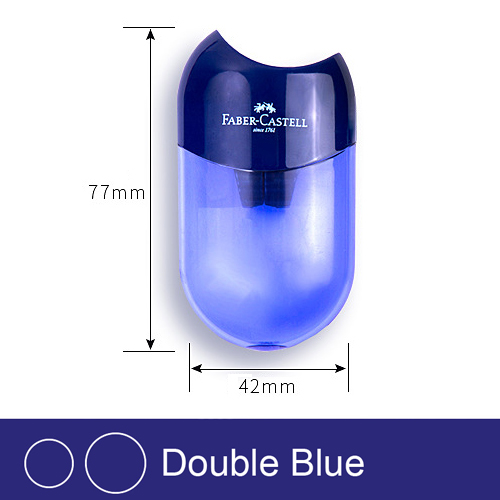 -afilador de lápices de doble agujero, bolígrafo transparente, cuchillo Kawaii, chico lápices para estudiantes, herramientas de corte, papelería, suministros escolares: Double Blue