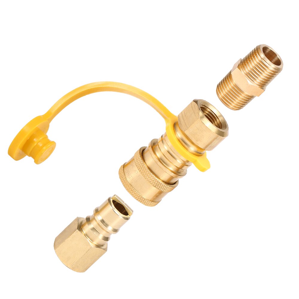 / Lixada Solid Brass NPT Natural Gas Quick Connect Fittings Propane Hose Quick Disconnect Kit Gas Stove Accessories