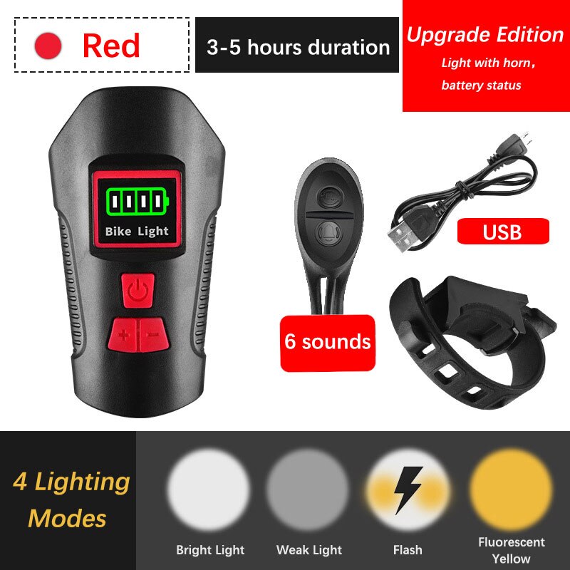 Bicycle Light Computer Speedometer Lights USB Rechargeable Bike Front Light Flashlight LED Warning Cycling Portable Light
