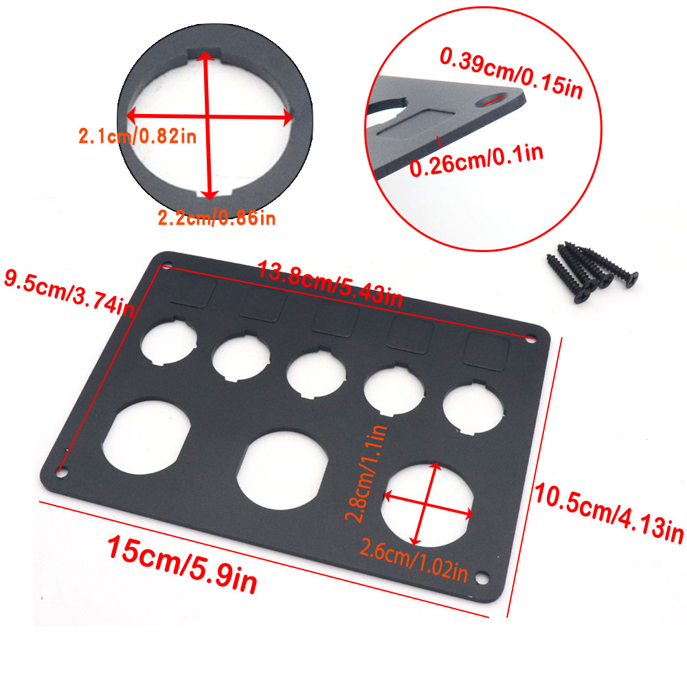 Aluminum Alloy Rocker Switch Panel 1/2/3/4/5/6 Way Gang Car Boat Button Toggle Switch Panel Housing Holder for ATV Truck Camper