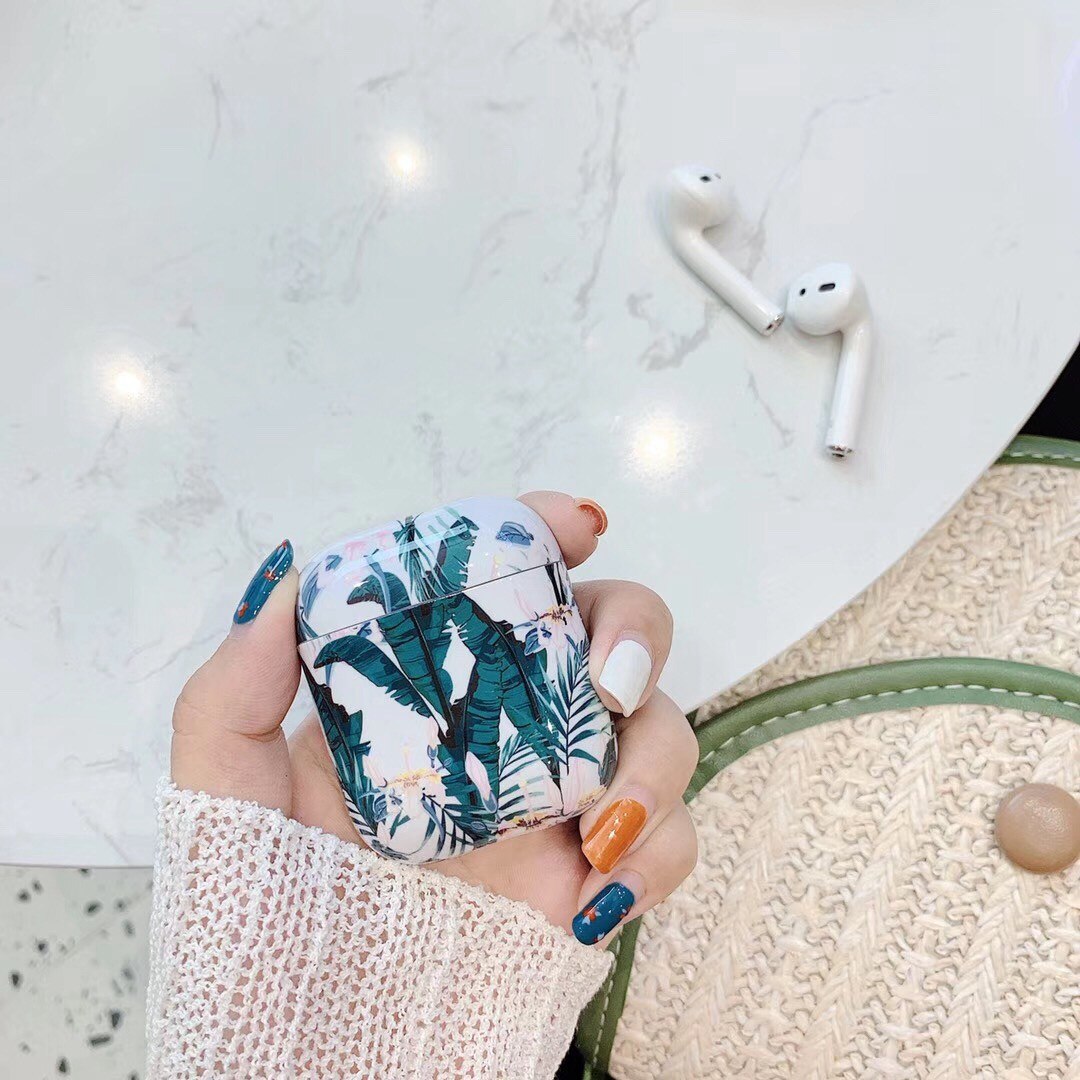 Luxe bananenbladerenhoesje voor airpods 2 hoesjes, siliconen beschermhoes voor airpods 2 hoesjes, bloemen en aardbeien: A4