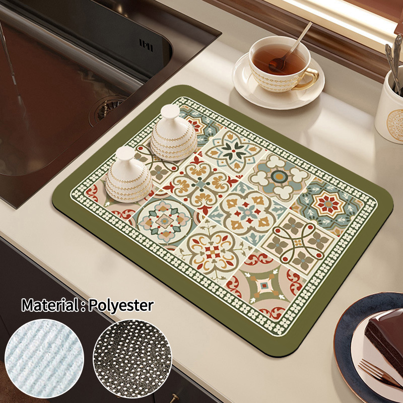 Keuken Afvoer Pad Afdruiprek Mat Absorberende Schotel Drogen Tapijten Antislip Servies Serviesgoed Placemat Gootsteen Keukenmatten