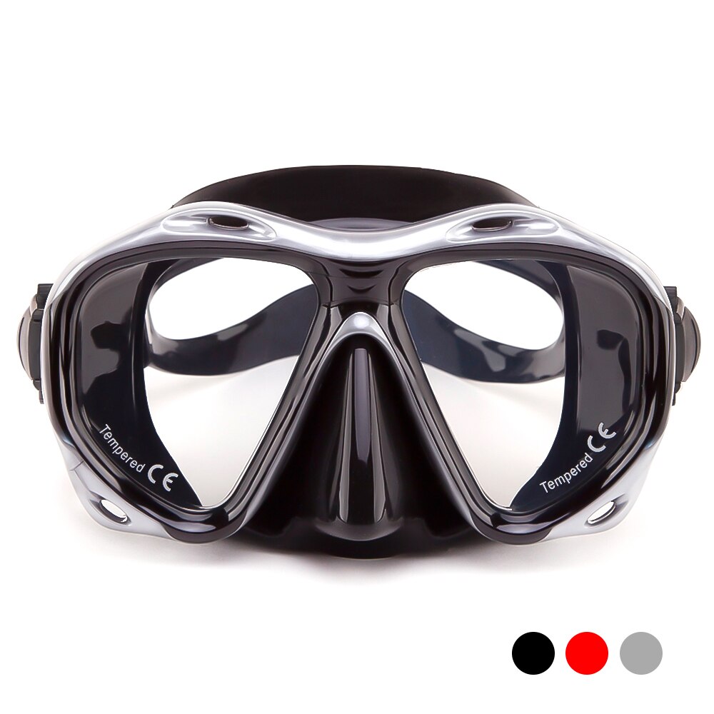 SFIT Swimming Goggles Underwater Anti Fog Half Face Nose Clip Glasses Diving Bikini Tempered Glass Lens Snorkel Goggles: Adult sliver style 2