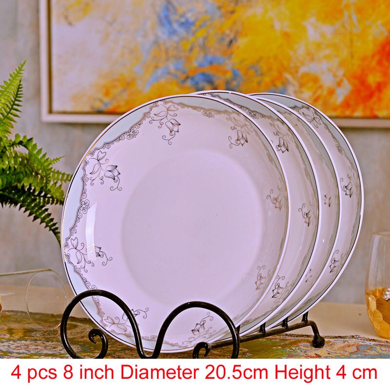 4 stk/sæt jingdezhen porcelæn porcelæn spisestel spisestue keramik service dybe suppe retter sushi tallerkener: C