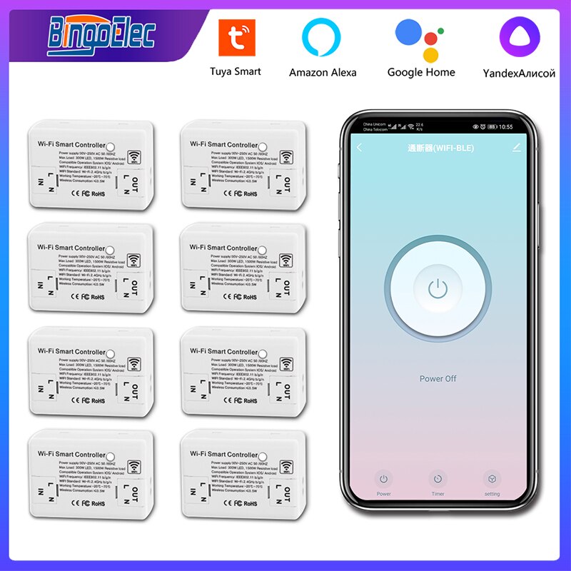 Bingoelec 16A Wifi Smart Switch module Timer DIY MINI Wireless Switches Smart Home Work With Alexa Google Home Tuya Smart