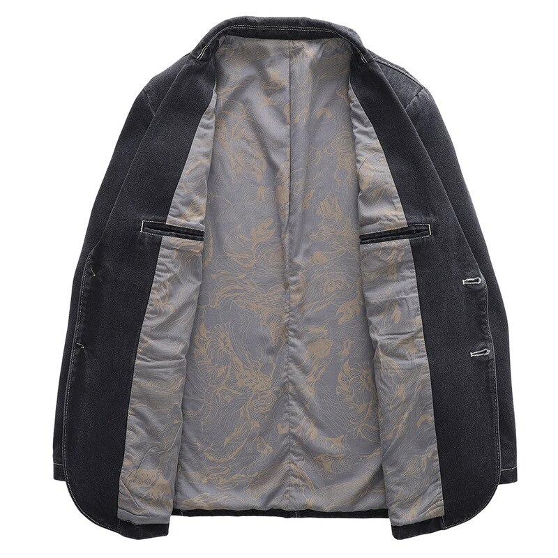 Small Suit Spring and Autumn Denim Jacket Business Casual Suit Jacket Men's Thin Section Young and Middle-aged Handsome Slim
