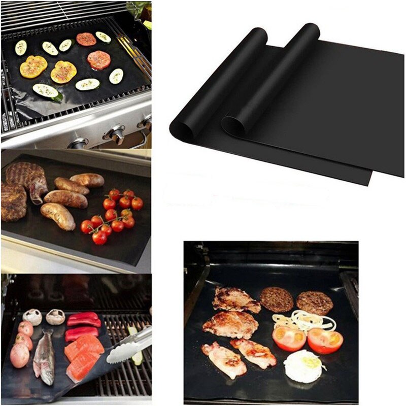 TEENRA 2 Teile/satz Nicht-Stock BBQ Grill matt einstellen Backen Blatt Wiederverwendbare Kupfer BBQ Grill matt Pad Wärme-beständig