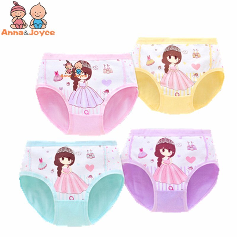 4pcs/Lot Cotton Cartoon Panties Children Underwear Briefs Girls Floral Bread Pants