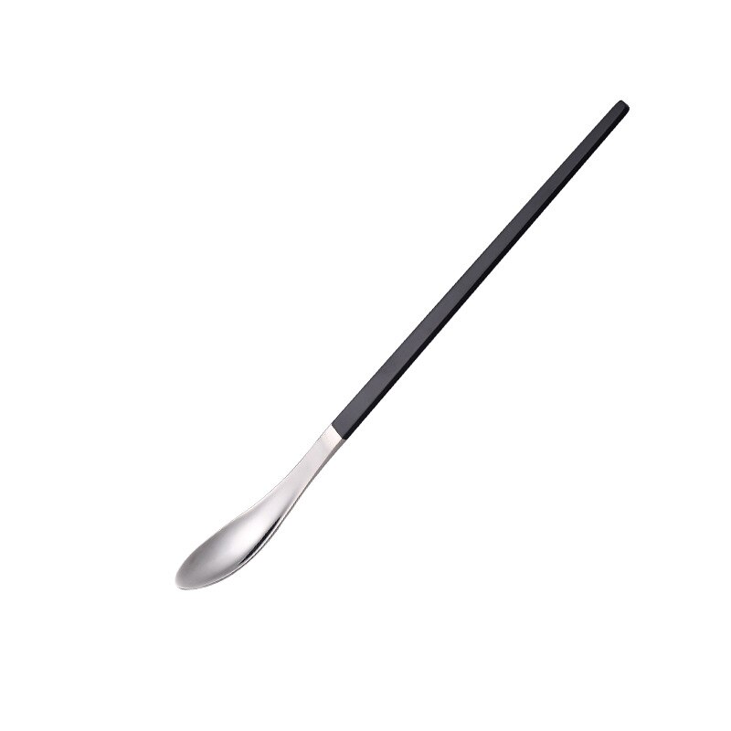 304 Stainless Steel Long Handle Stirring Spoon Cocktail Bartender Spoon Coffee Spoon Dessert Long Spoon Japanese Stirring Spoon: Silver black