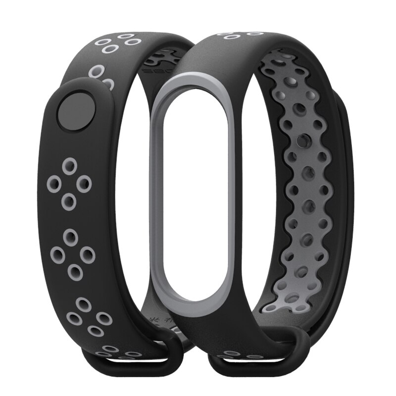 Horloge Band Voor Xiaomi Mi Band 3/4 Horloge Riem Sport Armband Voor Mi Band 3 4 Smart Horloge siliconen Band Voor Mi Band 3 4: Black Gray
