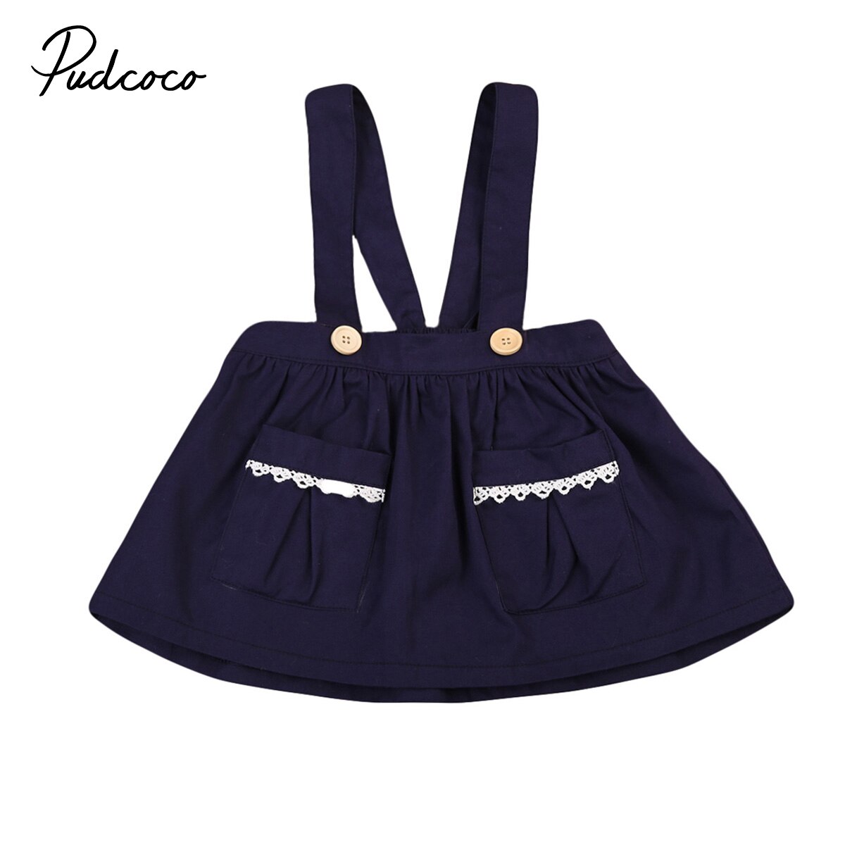 Cute Baby Girls Skirts Toddler Cotton Blend Girls Mini Skirt Sleeveless Navy Blue Infantils Girl Autumn Winter Casual Skirts: 12M