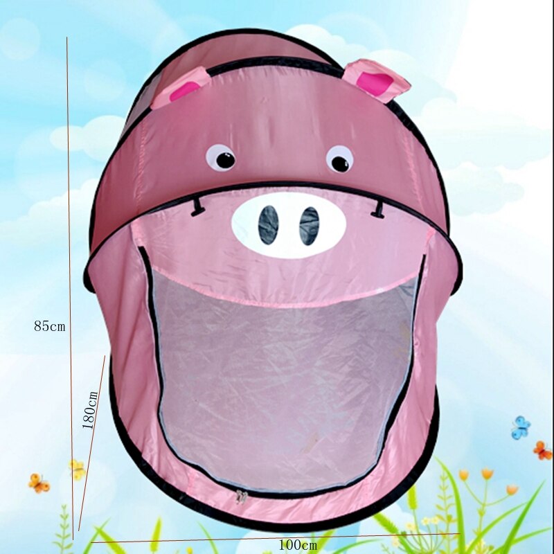 Portable Children Indoor And Outdoor Play Tent Pop-up Tent Cartoon Pink Pig Children's Toy Playhouse