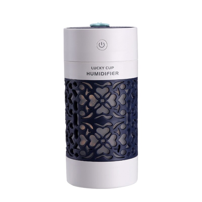 Lucky Cup Luchtbevochtiger Usb Ultrasone Aroma Diffuser 3 In 1 Mini Essentiële Olie Diffuser Met Led Licht Usb Ventilator Voor auto Luchtbevochtigers: Marineblauw