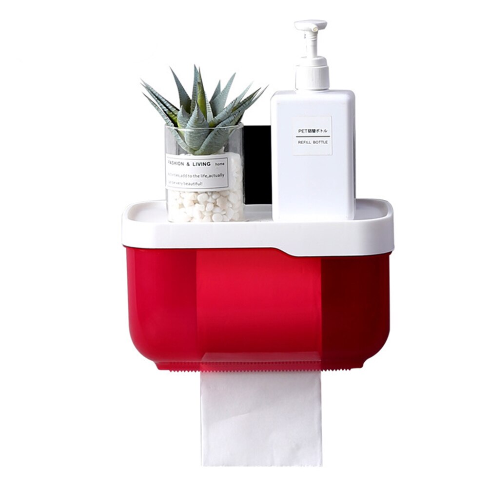 Håndklædedispenser til badeværelset, vægmonteret, stænktæt papirrulleholder med flap top , 2 størrelser: Rød / L