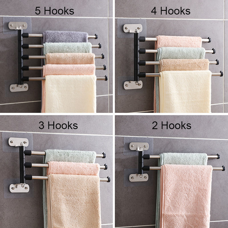 Wall Mount Punch-Free Adhesive Bathroom Towel Bars Holder Hanger Shelf Rack Organizer Door Hanging Holder Bar Organizer Stand