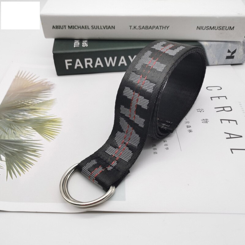 Ceinture en toile à boucle Double D unisexe, lettre punk style pour adolescent, large et longue sangle de taille, pantalon en jean pour adulte: black