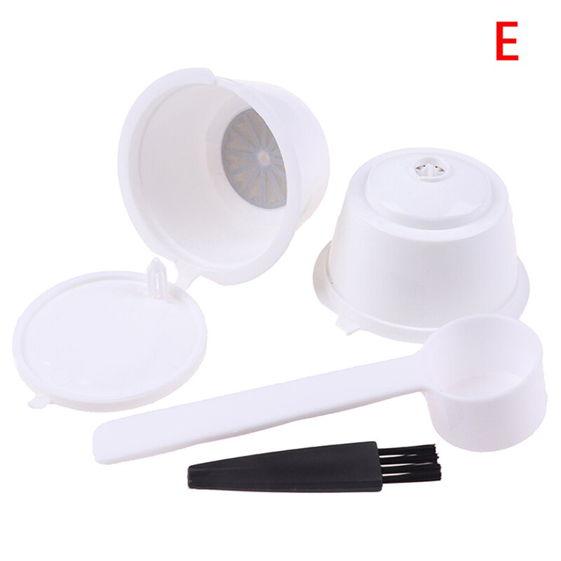 2 unidades de taza de filtro de cápsula de café reutilizable para Nescafe Dolce Gusto filtro cestas Pod suave cápsula rellenable cuchara cepillo: E