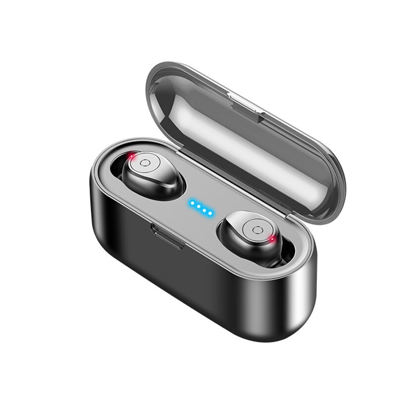 F9 TWS Bluetooth écouteur sans fil LED Bluetooth affichage avec batterie externe casque avec Microphone pour android Iphone: Button control-Black