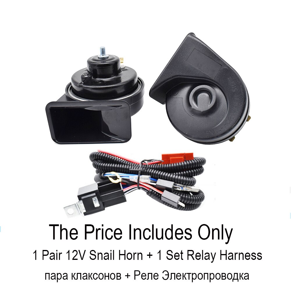 Bocina de Caracol Universal de doble paso 410/510Hz con arnés de cableado de relé 12V 110-125db resistente al agua para coche motocicleta camión furgoneta: Snail Horn - Harness