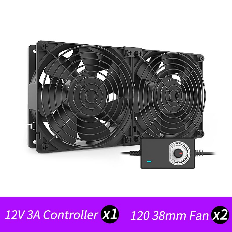 5000Rpm 12038 Hoge Snelheid Twee Kogellager Cooling System Fan Voor Computer Btc Mijnbouw Kast Server 120Mm Ventilator kit: 2 FAN / US Plug