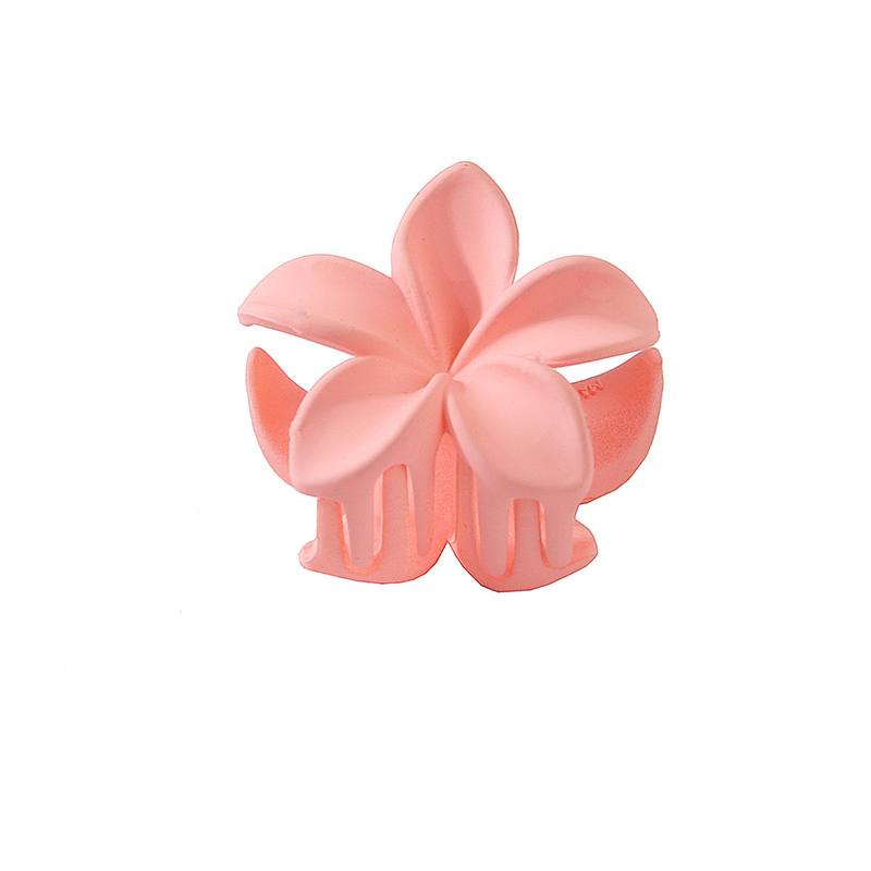 4CM Frauen Kunststoff Haarspangen Süße Und Niedliche Plumeria Blume Form Haarnadel Shark Clip Haar Zubehör Matte Einfarbig Stil: Silber