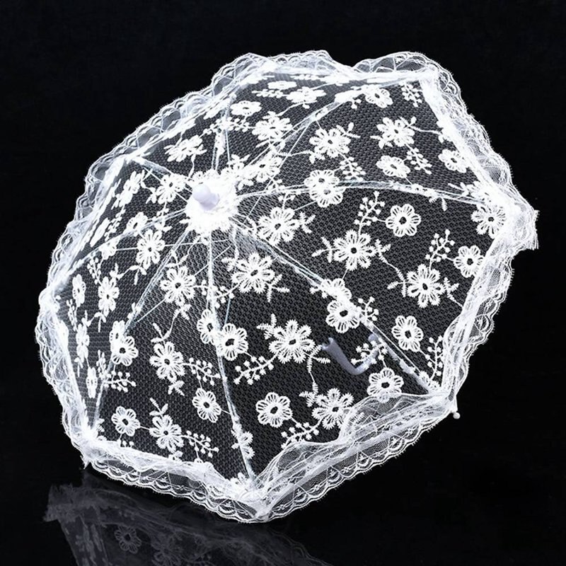 handmade white lace lace parasol and fan set wedding bridal umbrella prop umbrella: WT2