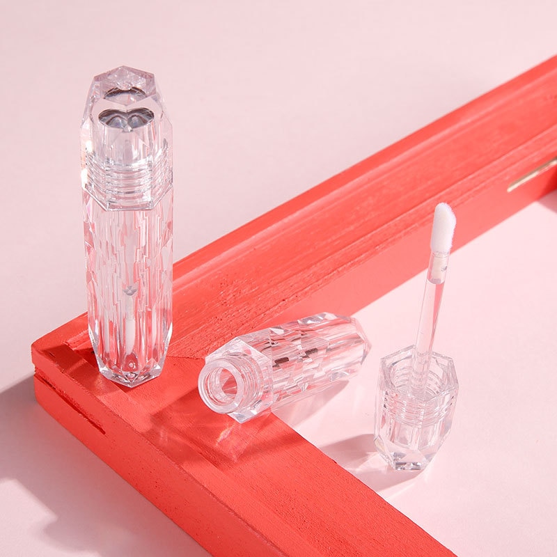2ml diamant klar plast läppglans tom tub kosmetisk läppglans behållare förpackning