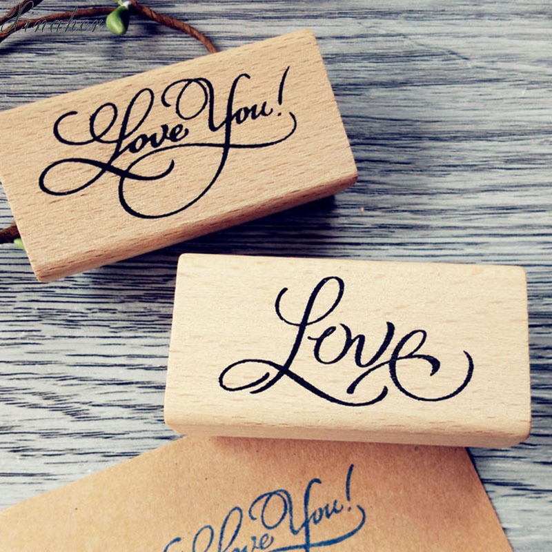 XINAHER Arts font "love" "Love you"wooden stamps diy Hand made decal stamps for scrapbooking Photo Album Craft