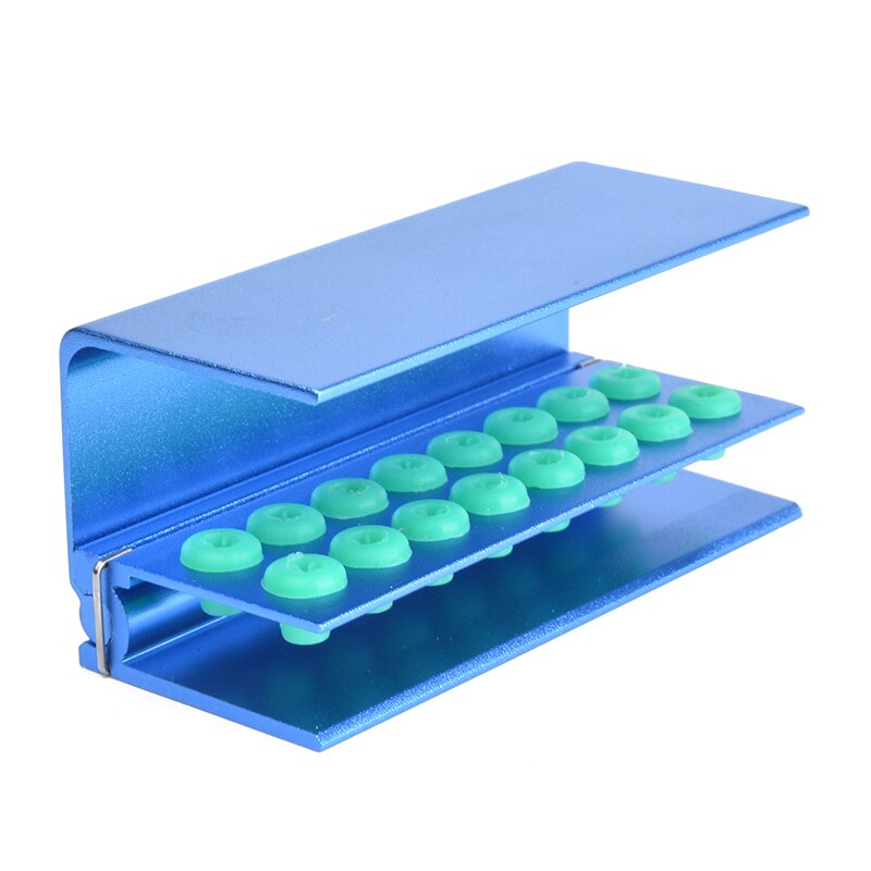 Dental Bur Box Burs Holder 10/16 Holes With Silicon For FG RA Bur : Blue