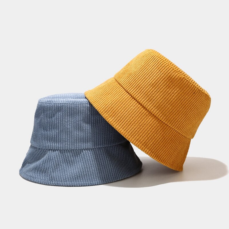 Efterår vinter solid spand hat enkelhed corduroy foldbar fisker hat udendørs solcreme trend bassin hat til elskere