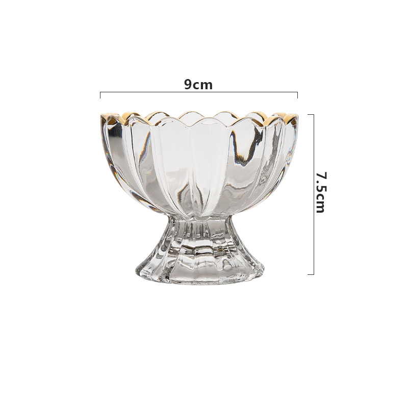 Taza para helado de vidrio con encaje de phem , taza transparente con cristal de arena para postre, taza para ensalada, batidos de frutas, té, Copa familiar: A-1