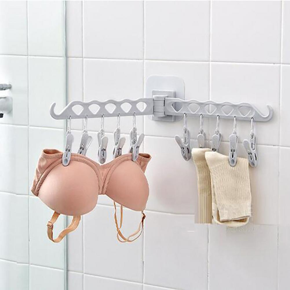 Multifunctionele Hangers Verwijderbare Huishouden Muur Haken Beugel Plastic Winddicht Hanger Wasknijper Ondergoed Sokken Droogrek