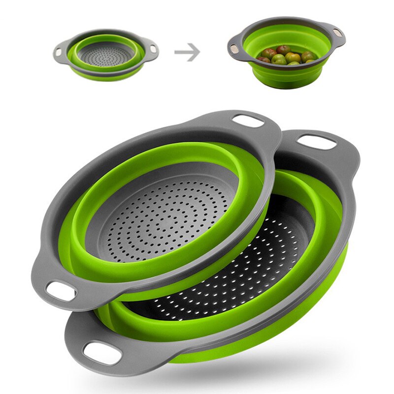 Keuken Goederen Opvouwbare Siliconen Vergiet Inklapbare Fruit Groente Wasmand Afdruiprek Creatieve keuken Accessoires Gadgets