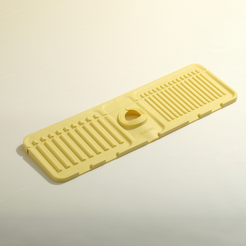 Silicone Draining Mat Fast Drying Sink Tray, Faucet Guard Mat, Sink Splash Guard Home Kitchen Bathroom Countertop Drain Rack: Yellow