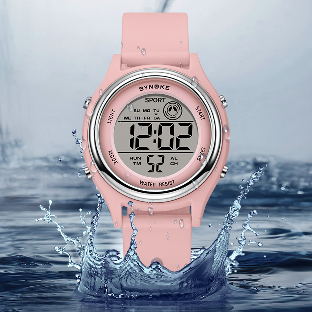 SYNOKE Kleurrijke kinderen zeven lichten horloges sport studenten digitaal horloge voor kinderen waterdicht elektronisch horloge schokbestendig