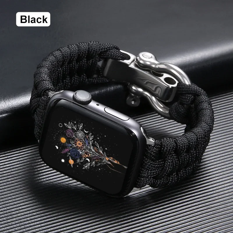Survival Outdoor Braided Band for Apple Watch 49MM 45mm 44mm 42mm Rope Strap for Iwatch 7 6 5 4 8 9 SE 40mm 41mm Nylon Bracelet
