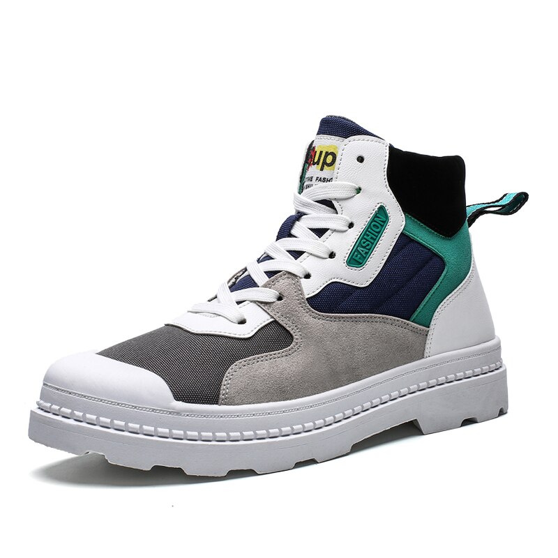 Herre high top canvas sneakers trend komfortable mande fritidssko udendørs skridsikker åndbare herresko: Grå / 10