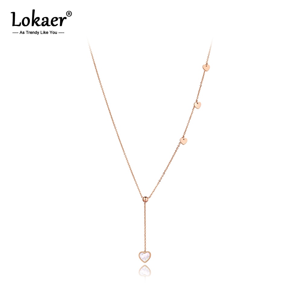 Lokaer Original Stainless Steel Love Heart Charm Chain Choker Necklace Jewelry Bohemia Pendant Necklace For Women N20191