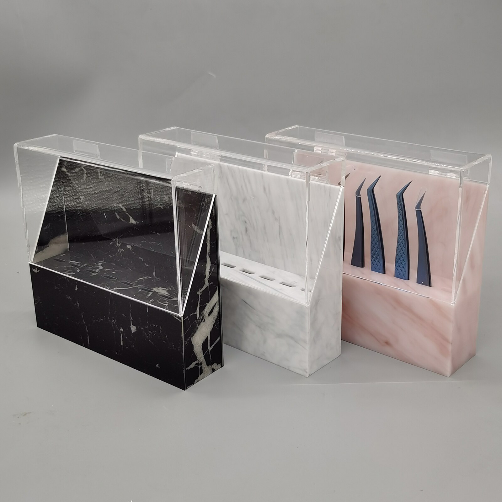 Acryl Clear Pincet Display Stand Met Cover Tweezer Opslag Plank Houder Organizer Rack