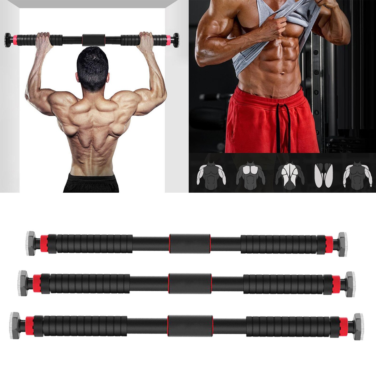 Pull Up Bar for Doorway, Chin Up Bar No Screw Install, Upper Body Strength Workout Bar, Exercise Fitness Workout Bar Adjustable