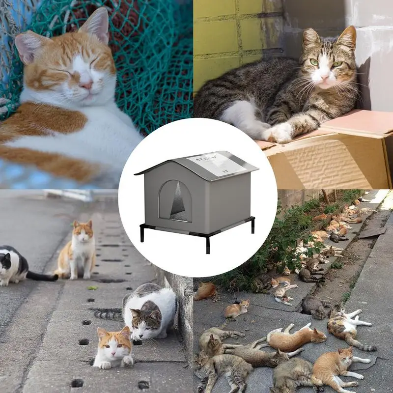 Waterdicht Verdwaalde Kattenhuis Buiten Wilde Kattenhuizen Ingesloten Huisdierentent Koudbestendig Huisdierhuis Winter Warm voor Buiten