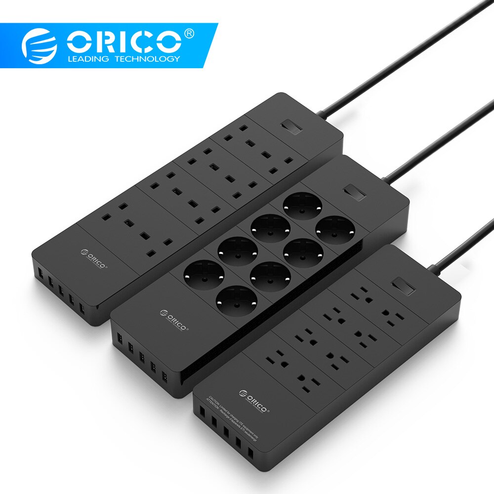 ORICO Power Strip Socket 8 Outlet Met 5 USB Standaard Extension Overspanningsbeveiliging Power Strip 5x2. 4A USB Charger Poorten HPC-V1