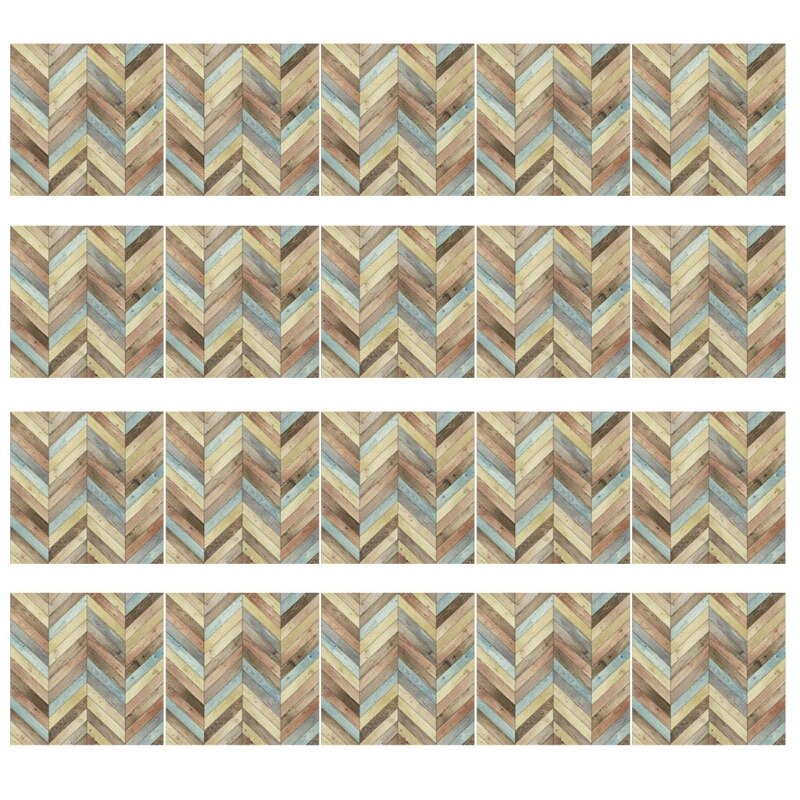 20pcs Imitation Wood Grain 3D Tile Floor Wall Stickers DIY Self Adhesive Kitchen: C