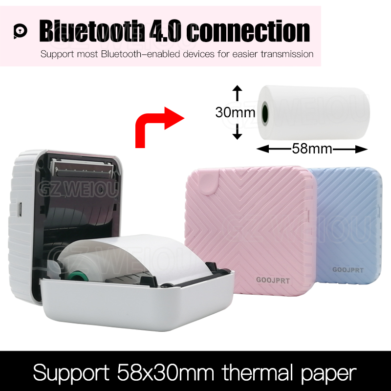 Peripage 58mm mini lomme trådløs printer bluetooth fotoprinter 4.0 til android ios mobiltelefon