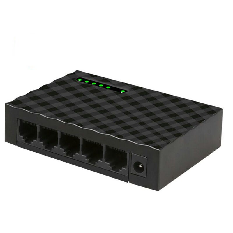 5 Port Gigabit Fast Ethernet Switch 10/100/1000Mbps Network switch adapter US EU plug: black US PLUG