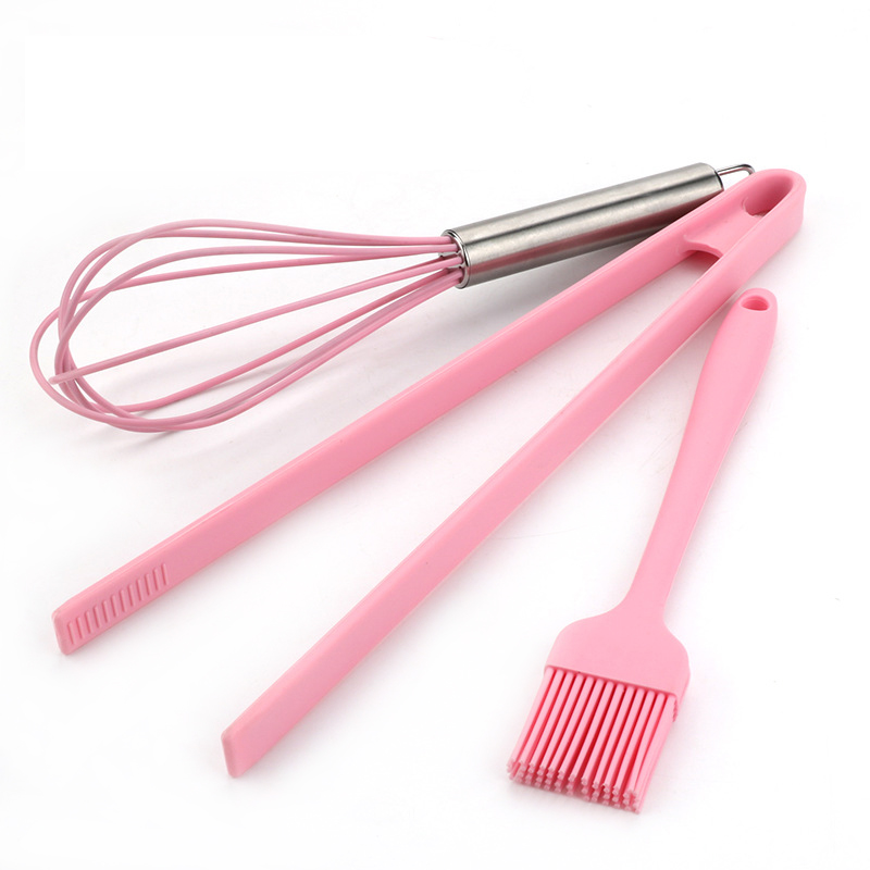 6 stks/set Roze Siliconen Koken Tool Sets Eiklopper Lepel Clip Spatel Olie Borstel Keukengerei Keukengerei Sets Accessoires