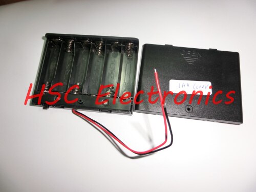 Gloednieuwe 6 x AA 2A Batterij Houder Box Case W/lood OP/OFF Schakelaar Afgesloten Box Snap Op