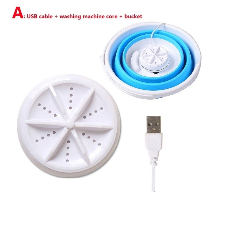 Portable Mini Washing Machine Ultrasonic Turbine Washing Machine Foldable Bucket Shape Laundry Clothes Washer For Home Travel: A