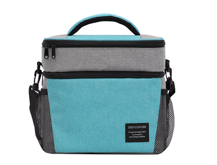 8,5 L doppel schicht kühltasche thermische können halter mahlzeit getränke kühl träger tasche eis pack mittagessen picknick box fahrzeug isolierung tasche: light blue