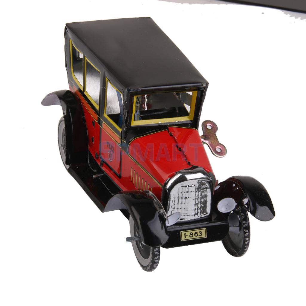 Wind Up Taxi Model Toy Collectible Black and Red